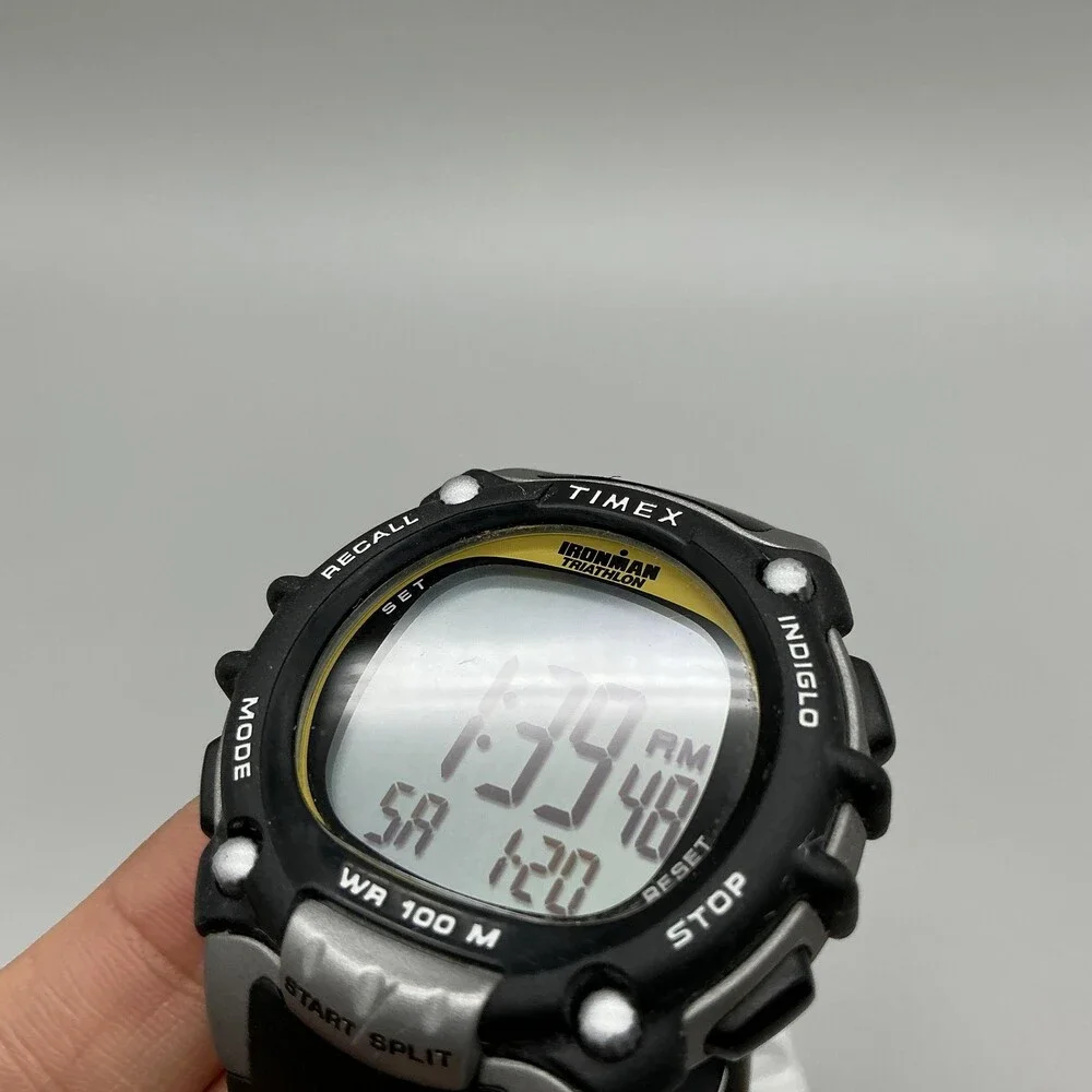 Timex Ironman Triathlon Mens Watch 46mm Black 100 Lap Memory Indiglo New Battery